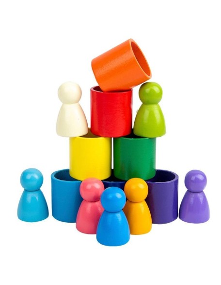 Rainbow People Balancing Blocks