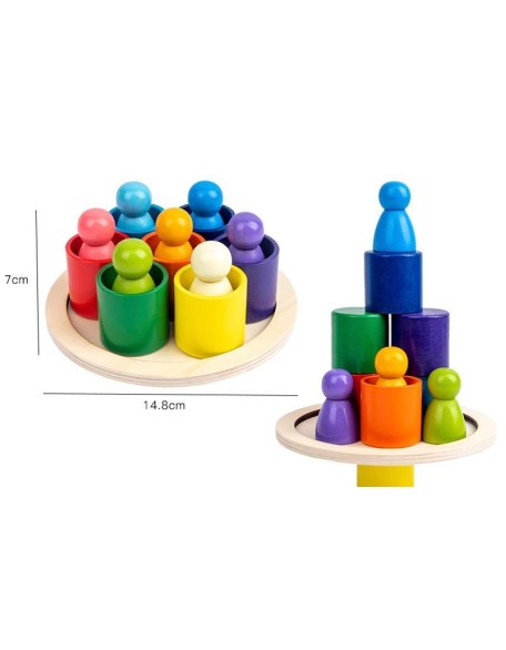 Rainbow People Balancing Blocks