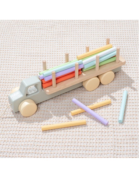 Young children early education Montessori wooden 2-in-1 macaron shape matching set column drag small train educational toy