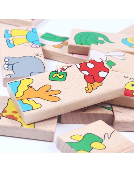 Wooden children's animal cognitive solon domino 15 building blocks puzzle baby early education educational toys wholesale